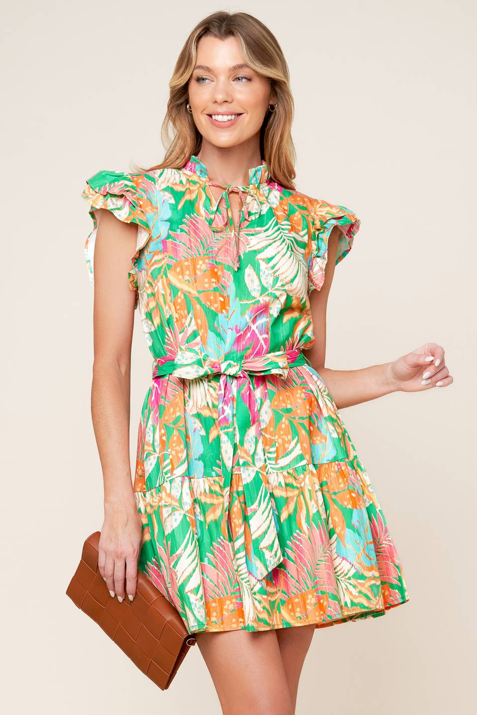 SHINE WITH ME WOVEN MINI DRESS Flying Tomato